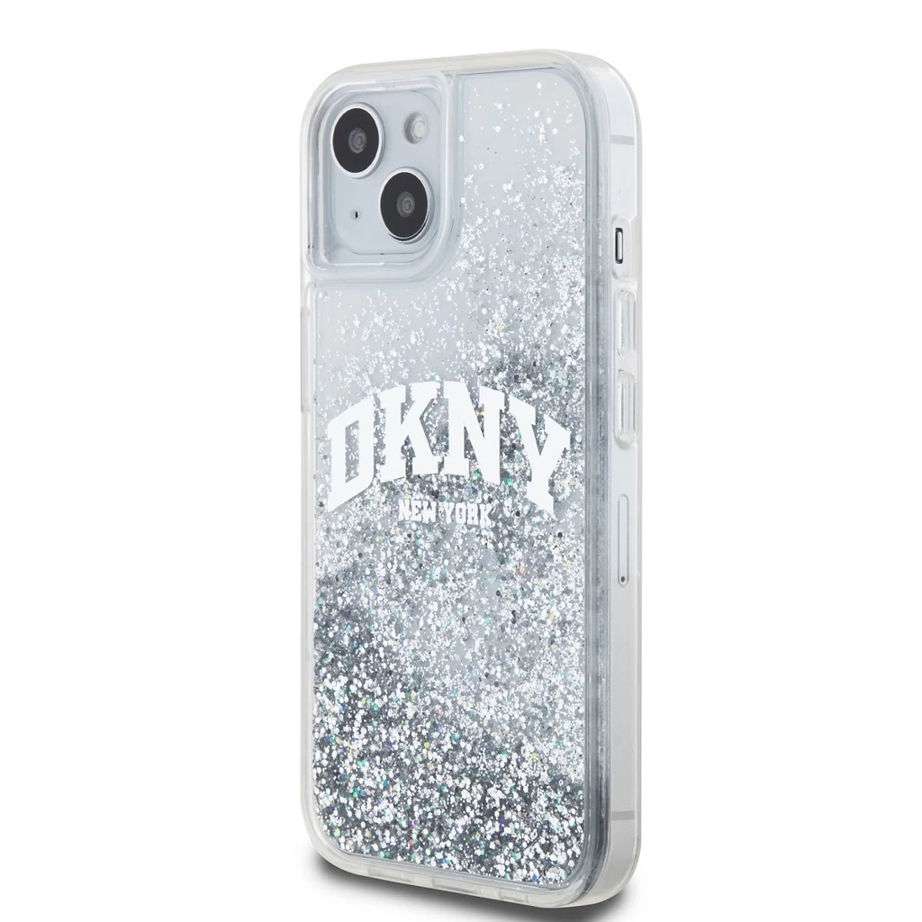 DKNY Liquid Glitter Arch Logo tok iPhone 15 készülékhez átlátszó