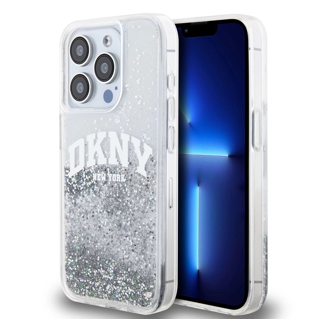 DKNY Liquid Glitter Arch Logo tok iPhone 15 Pro készülékhez átlátszó DKNY Liquid Glitter Arch Logo tok iPhone 15 Pro készülékhez átlátszó