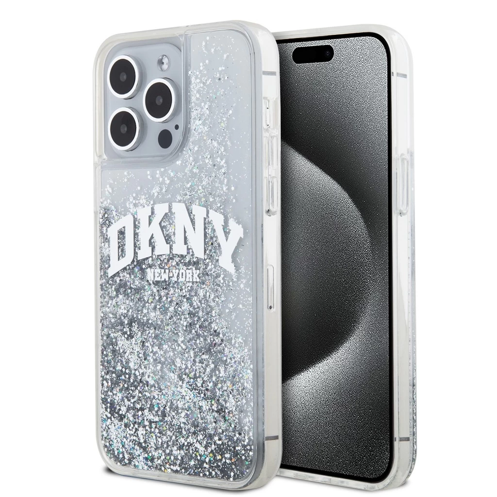 DKNY Liquid Glitter Arch Logo tok iPhone 15 Pro Max készülékhez átlátszó DKNY Liquid Glitter Arch Logo tok iPhone 15 Pro Max készülékhez átlátszó