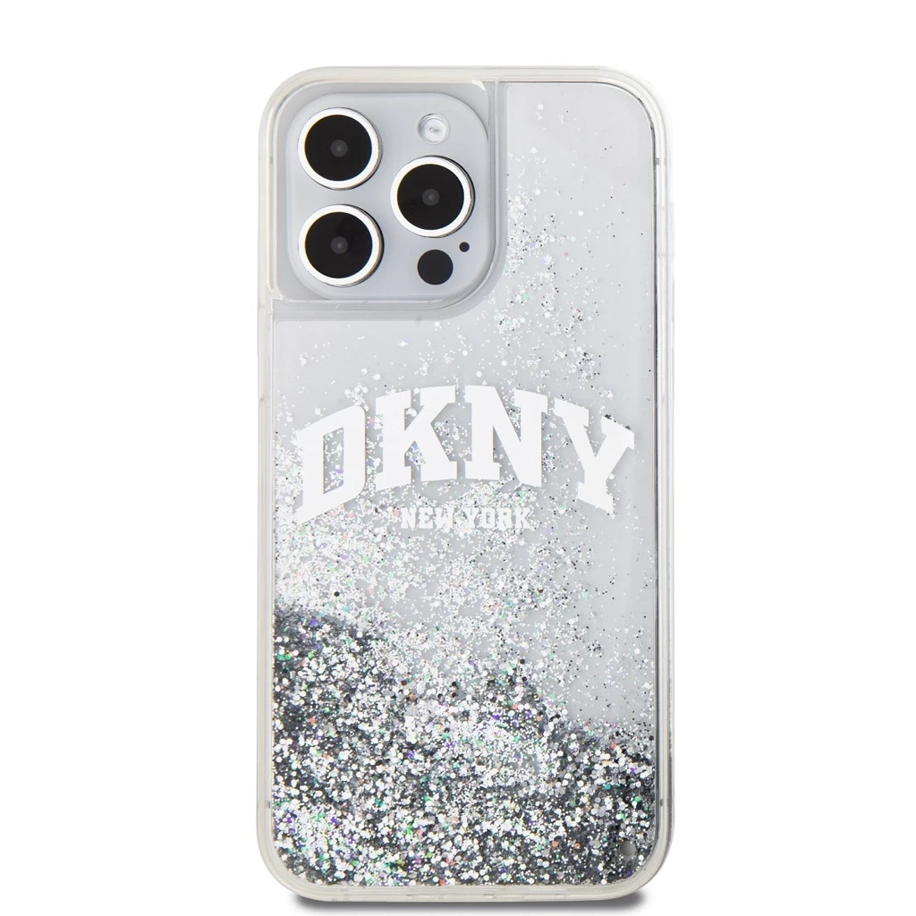 DKNY Liquid Glitter Arch Logo tok iPhone 15 Pro Max készülékhez átlátszó