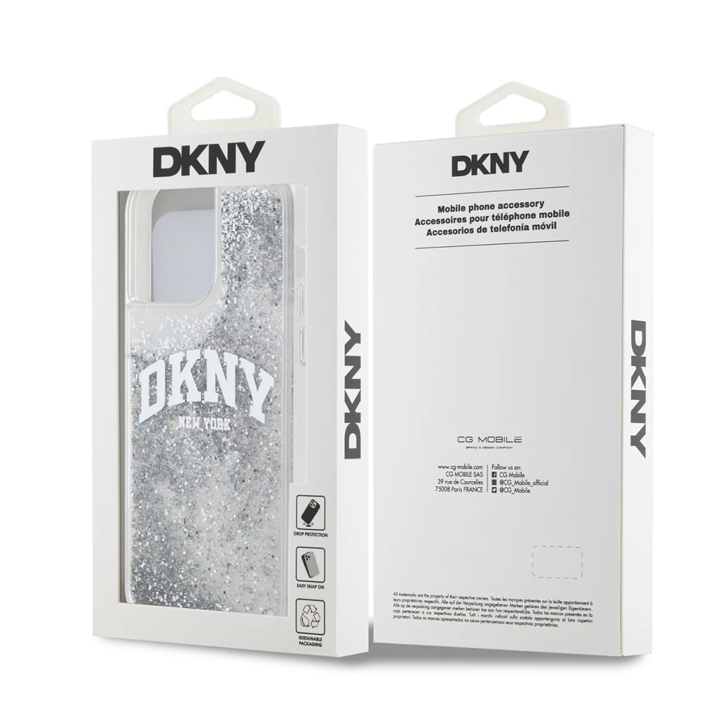 DKNY Liquid Glitter Arch Logo tok iPhone 15 Pro Max készülékhez átlátszó