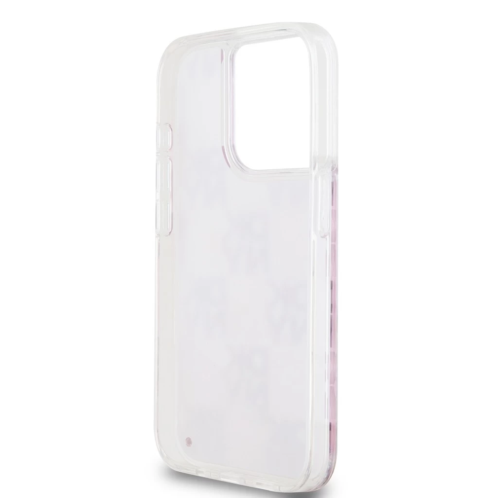 DKNY Liquid Glitter Checkered Pattern tok iPhone 15 Pro készülékhez rózsaszín