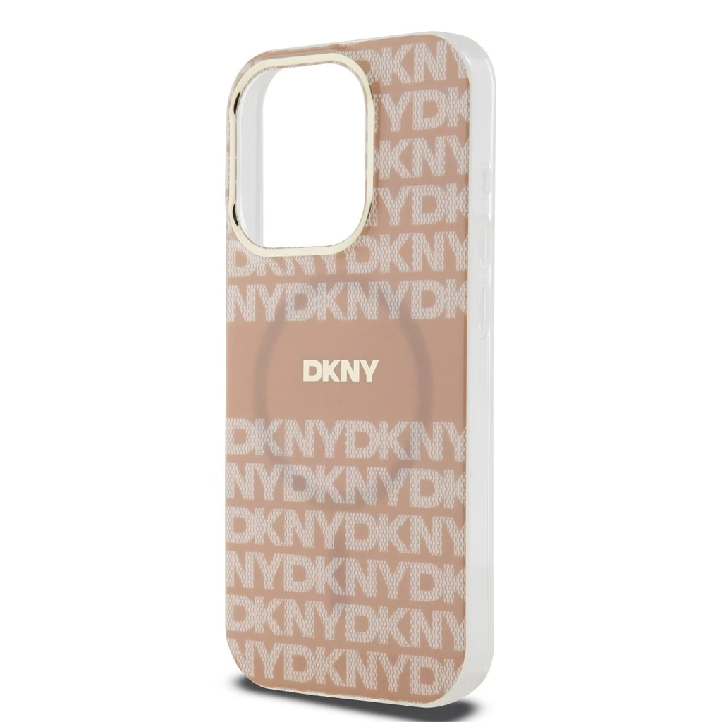 DKNY PC/TPU Repeat Pattern Tonal Stripe Magsafe tok iPhone 14 Pro készülékhez rózsaszín