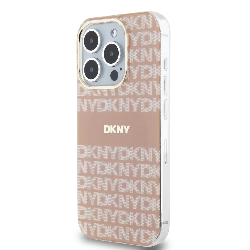 DKNY PC/TPU Repeat Pattern Tonal Stripe Magsafe tok iPhone 15 Pro készülékhez rózsaszín