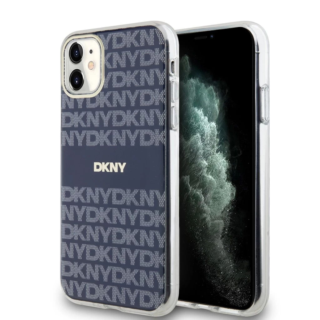 DKNY PC/TPU Repeat Pattern Tonal Stripe Magsafe tok iPhone 11 készülékhez kék