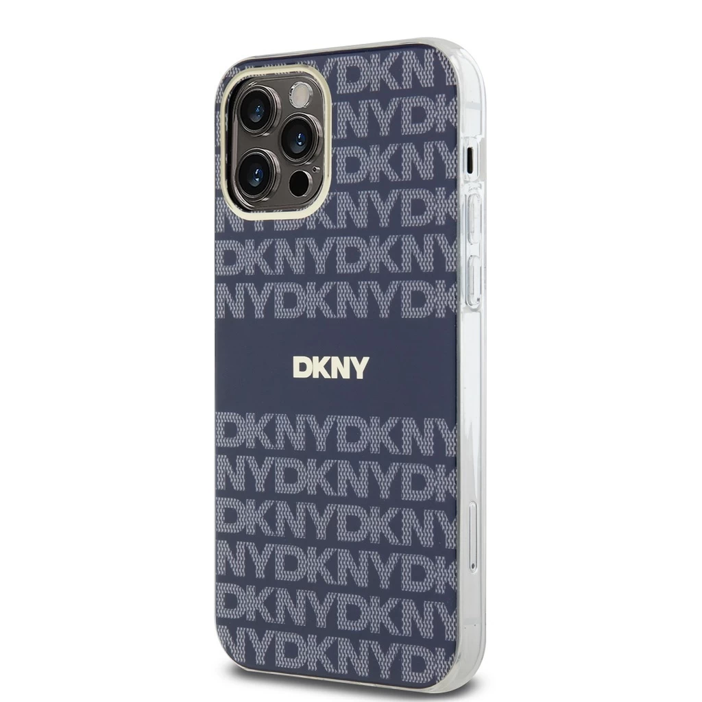 DKNY PC/TPU Repeat Pattern Tonal Stripe Magsafe tok iPhone 12/12 Pro készülékhez kék