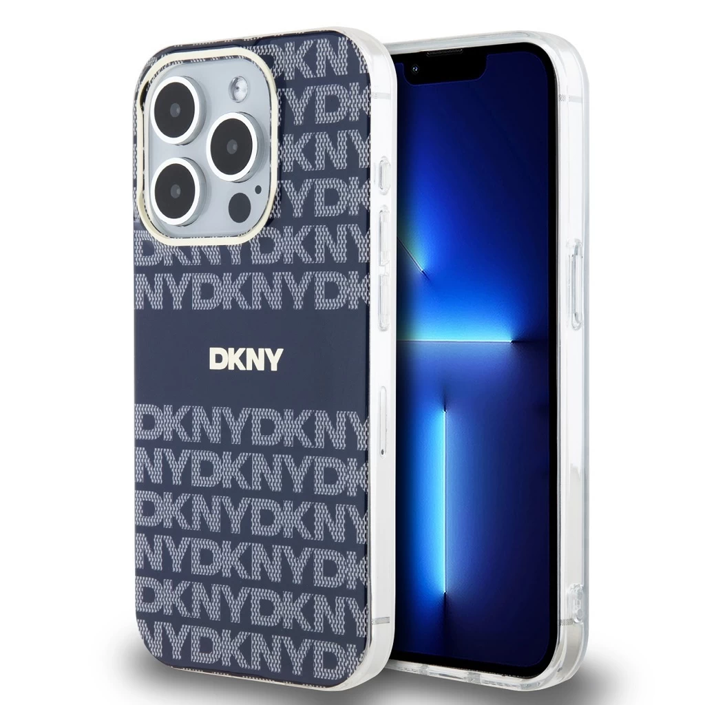 DKNY PC/TPU Repeat Pattern Tonal Stripe Magsafe tok iPhone 13 Pro készülékhez kék