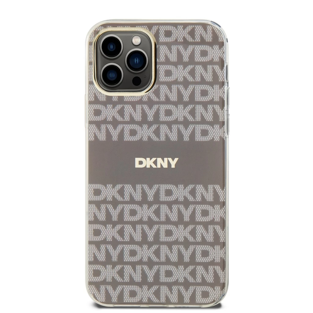 DKNY PC/TPU Repeat Pattern Tonal Stripe Magsafe tok iPhone 12/12 Pro készülékhez bézs