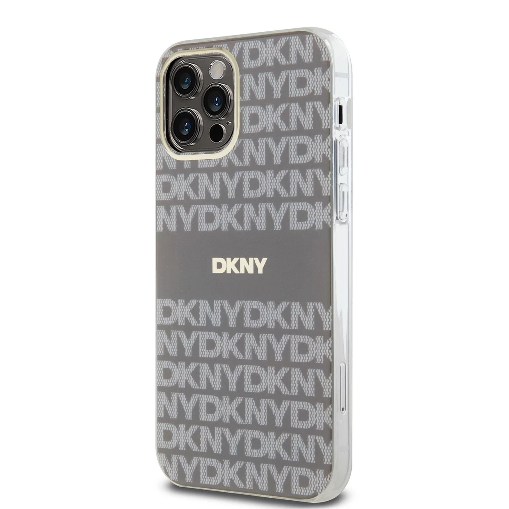 DKNY PC/TPU Repeat Pattern Tonal Stripe Magsafe tok iPhone 12/12 Pro készülékhez bézs