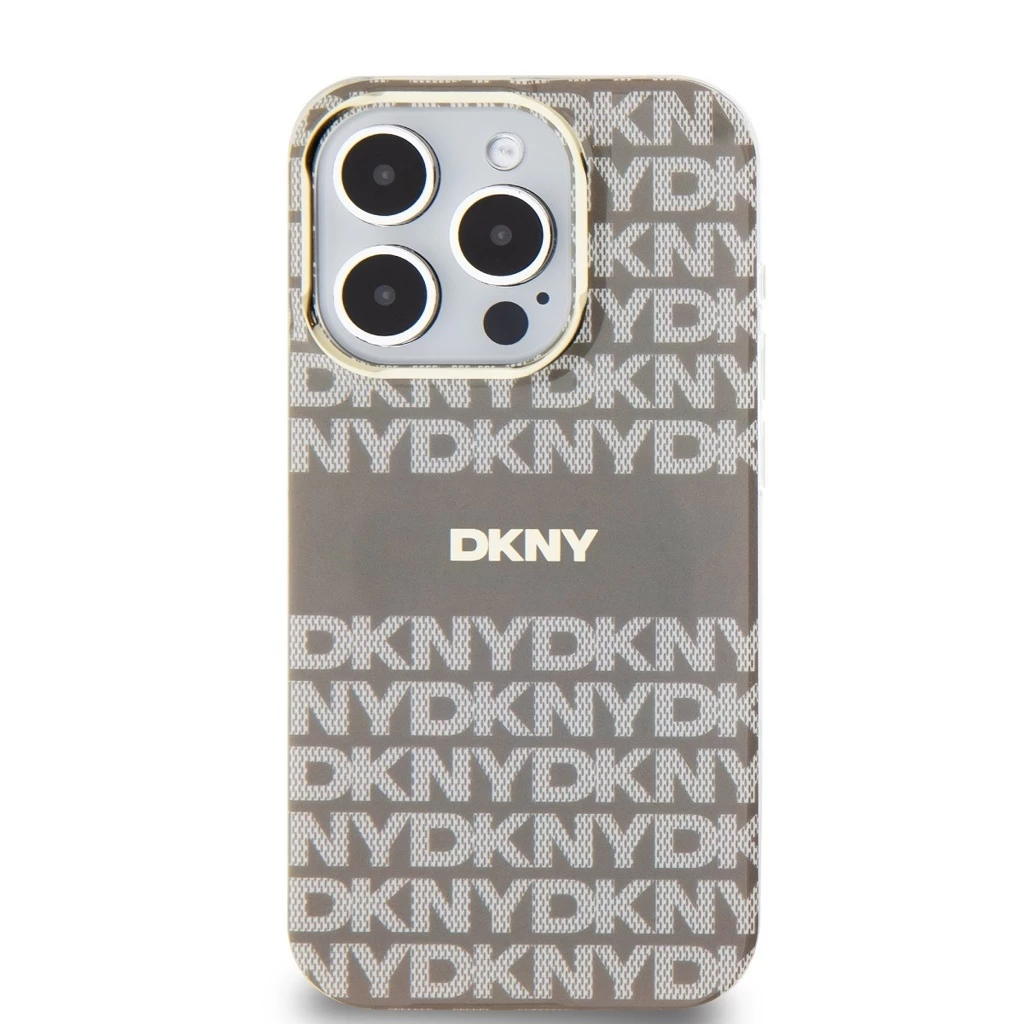 DKNY PC/TPU Repeat Pattern Tonal Stripe Magsafe tok iPhone 13 Pro készülékhez bézs