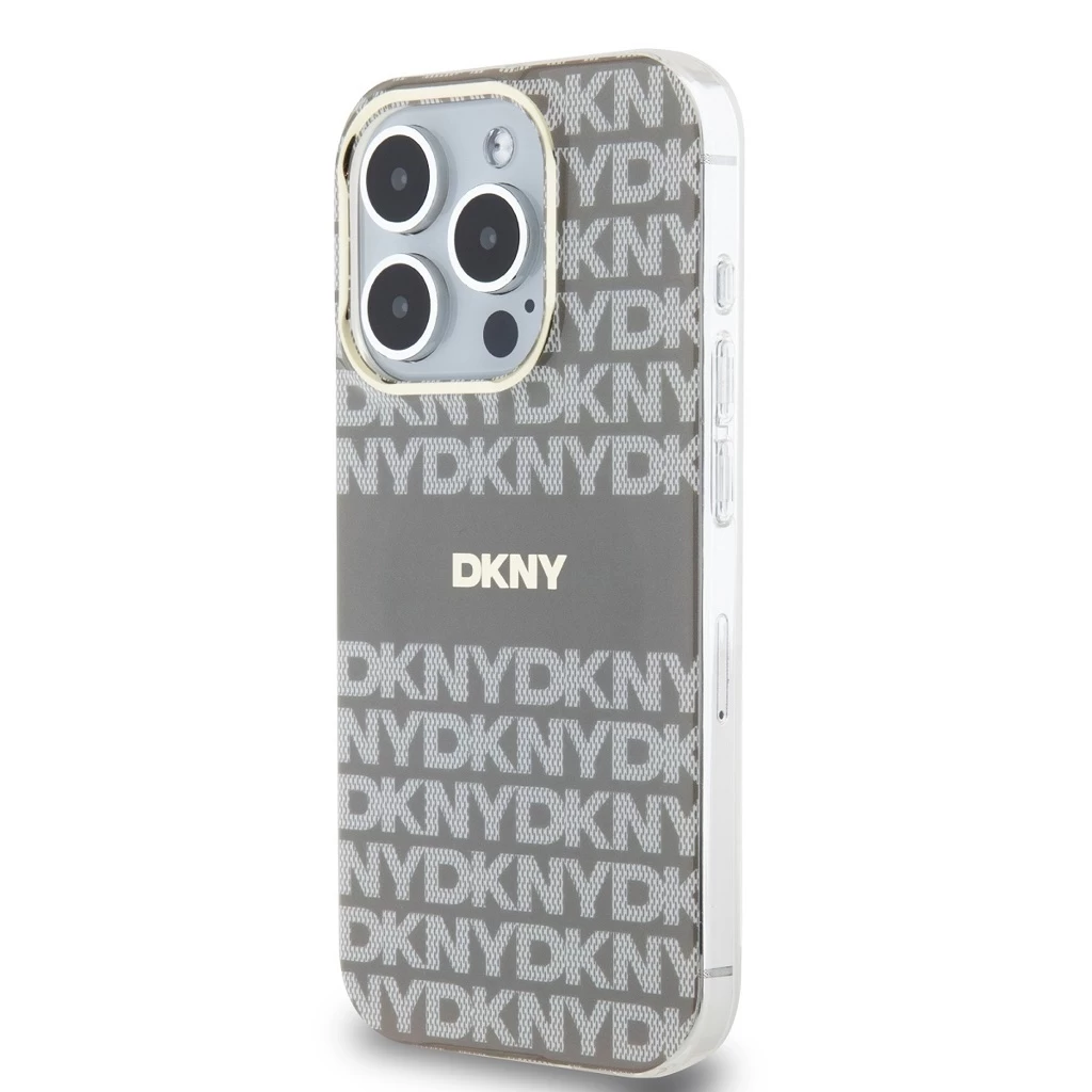 DKNY PC/TPU Repeat Pattern Tonal Stripe Magsafe tok iPhone 13 Pro készülékhez bézs