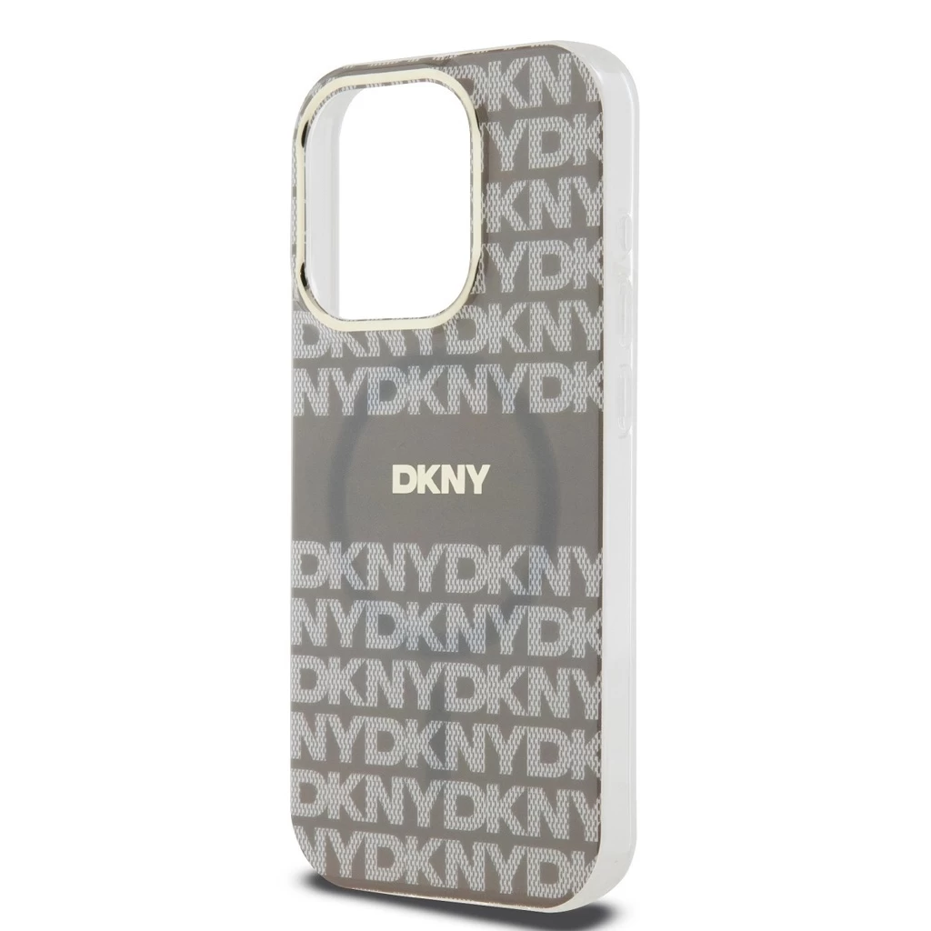 DKNY PC/TPU Repeat Pattern Tonal Stripe Magsafe tok iPhone 13 Pro készülékhez bézs