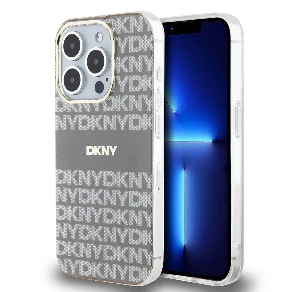DKNY PC/TPU Repeat Pattern Tonal Stripe Magsafe tok iPhone 14 Pro Max készülékhez bézs