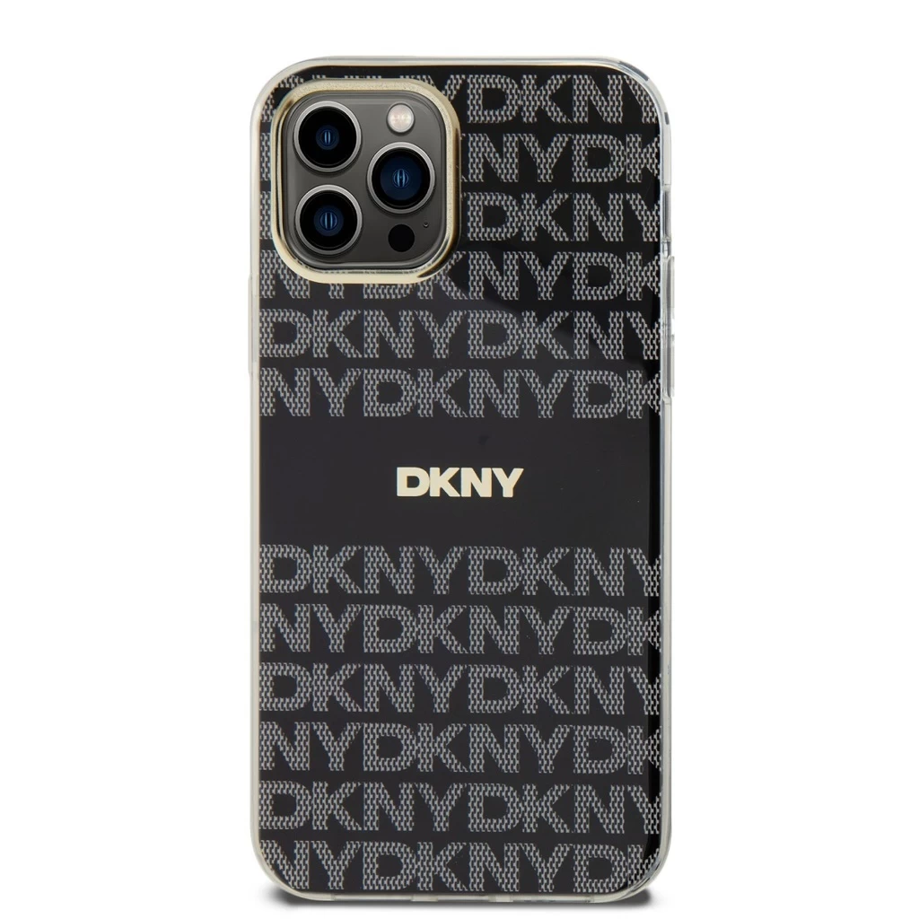 DKNY PC/TPU Repeat Pattern Tonal Stripe Magsafe tok iPhone 12/12 Pro készülékhez fekete