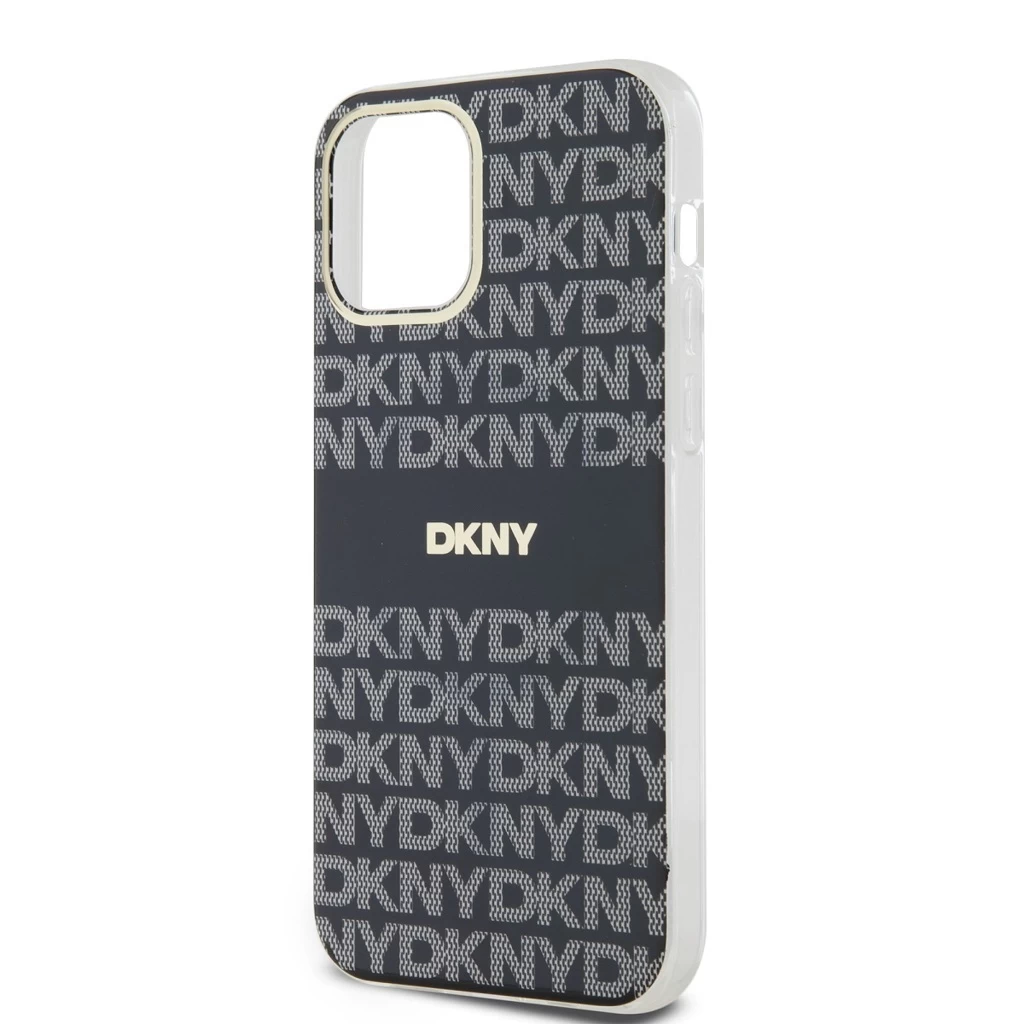 DKNY PC/TPU Repeat Pattern Tonal Stripe Magsafe tok iPhone 12/12 Pro készülékhez fekete