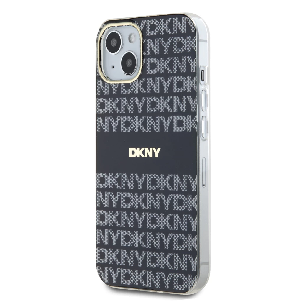 DKNY PC/TPU Repeat Pattern Tonal Stripe Magsafe tok iPhone 13 készülékhez fekete