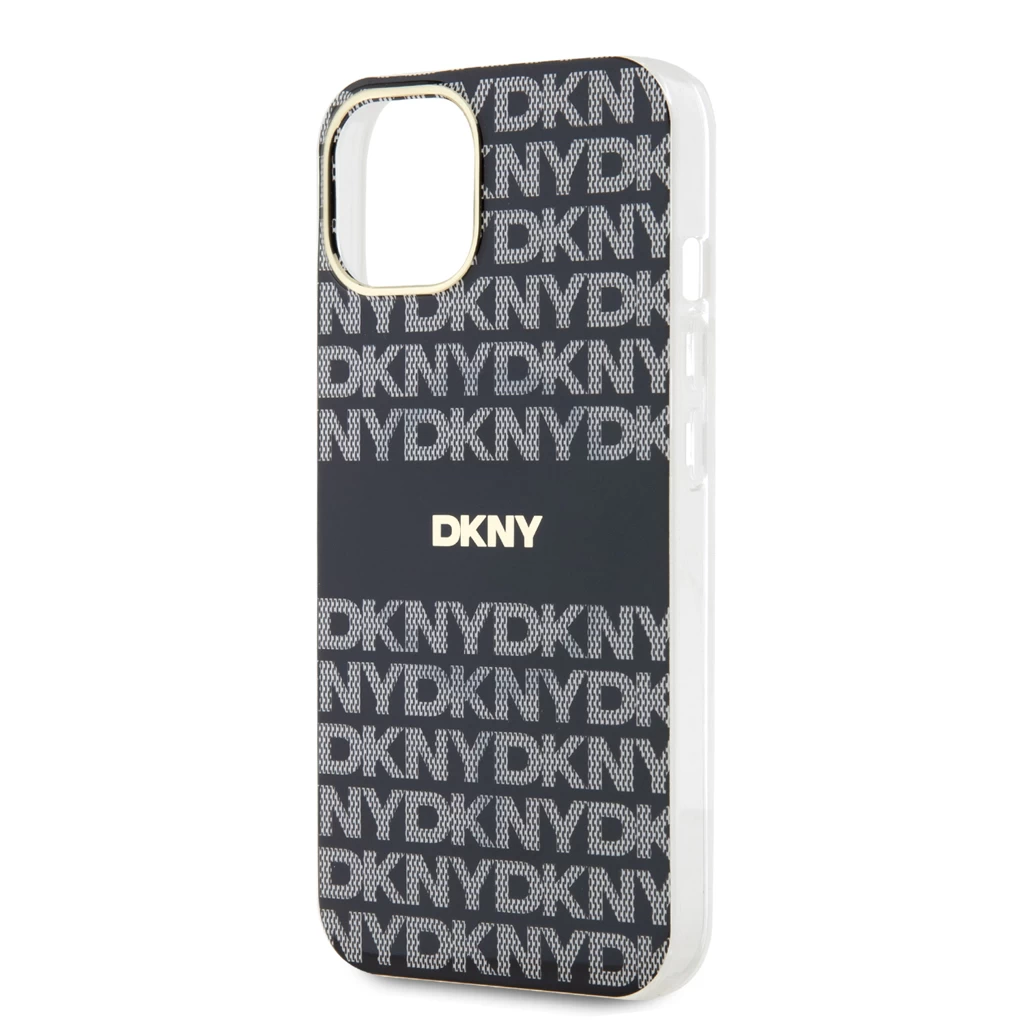 DKNY PC/TPU Repeat Pattern Tonal Stripe Magsafe tok iPhone 13 készülékhez fekete