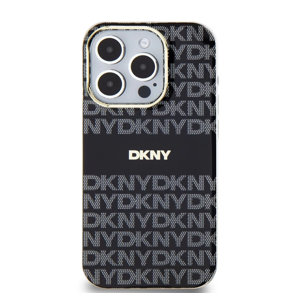 DKNY PC/TPU Repeat Pattern Tonal Stripe Magsafe tok iPhone 14 Pro Max készülékhez fekete