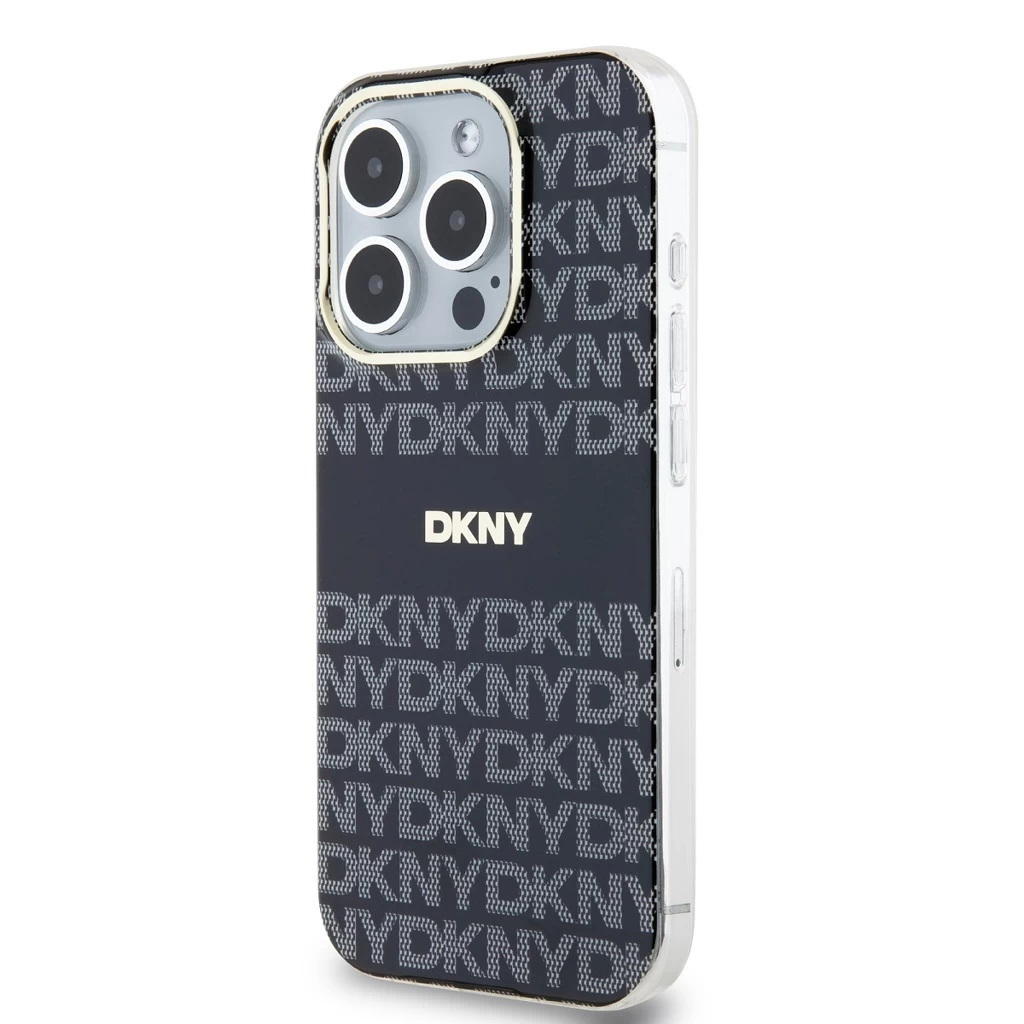 DKNY PC/TPU Repeat Pattern Tonal Stripe Magsafe tok iPhone 14 Pro Max készülékhez fekete