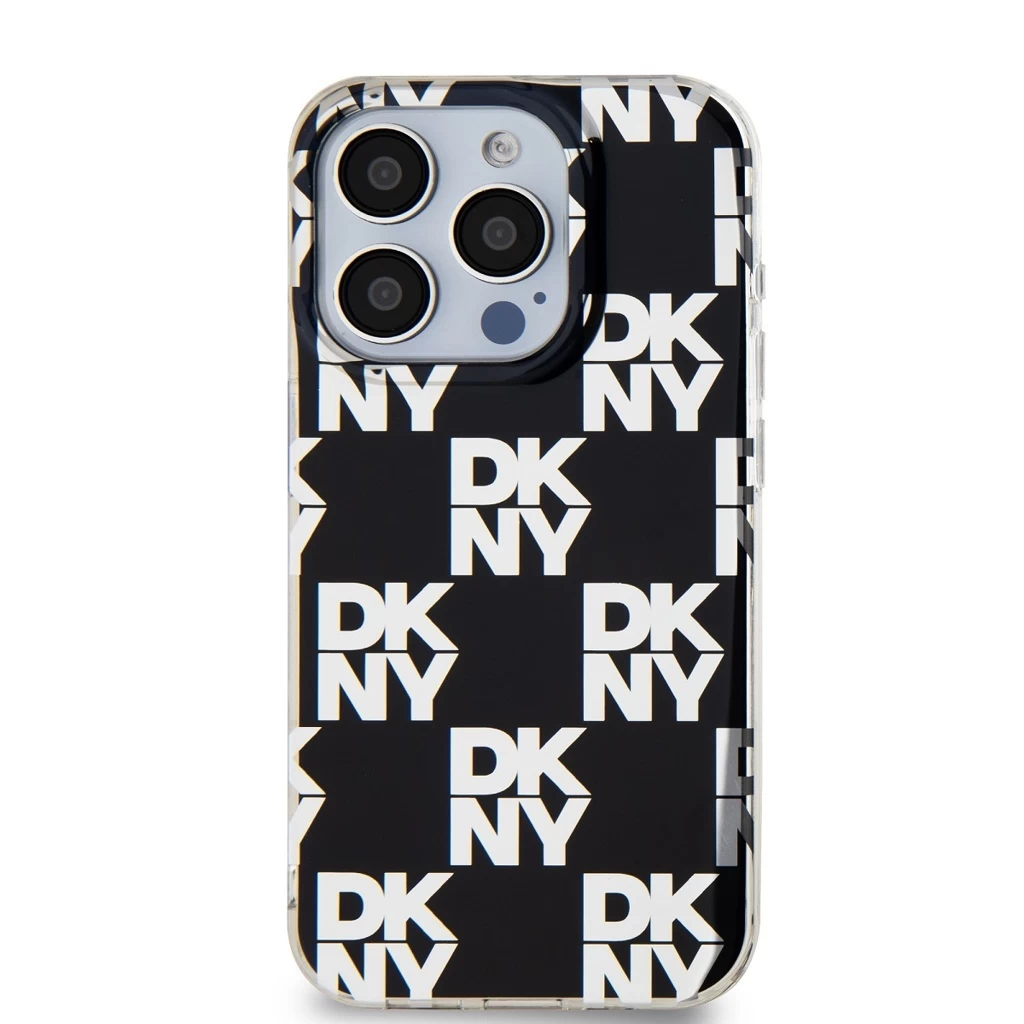 DKNY PC/TPU Checkered Pattern tok iPhone 15 Pro készülékhez fekete
