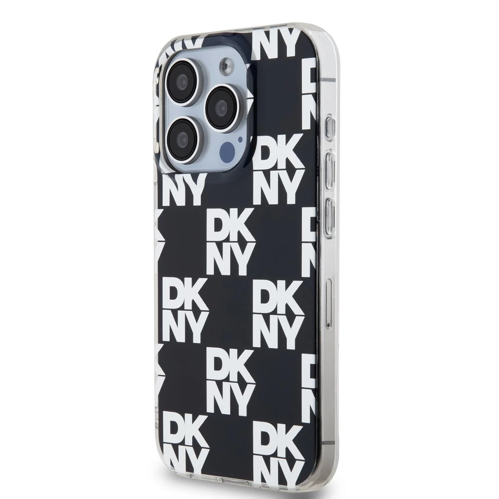 DKNY PC/TPU Checkered Pattern tok iPhone 15 Pro készülékhez fekete