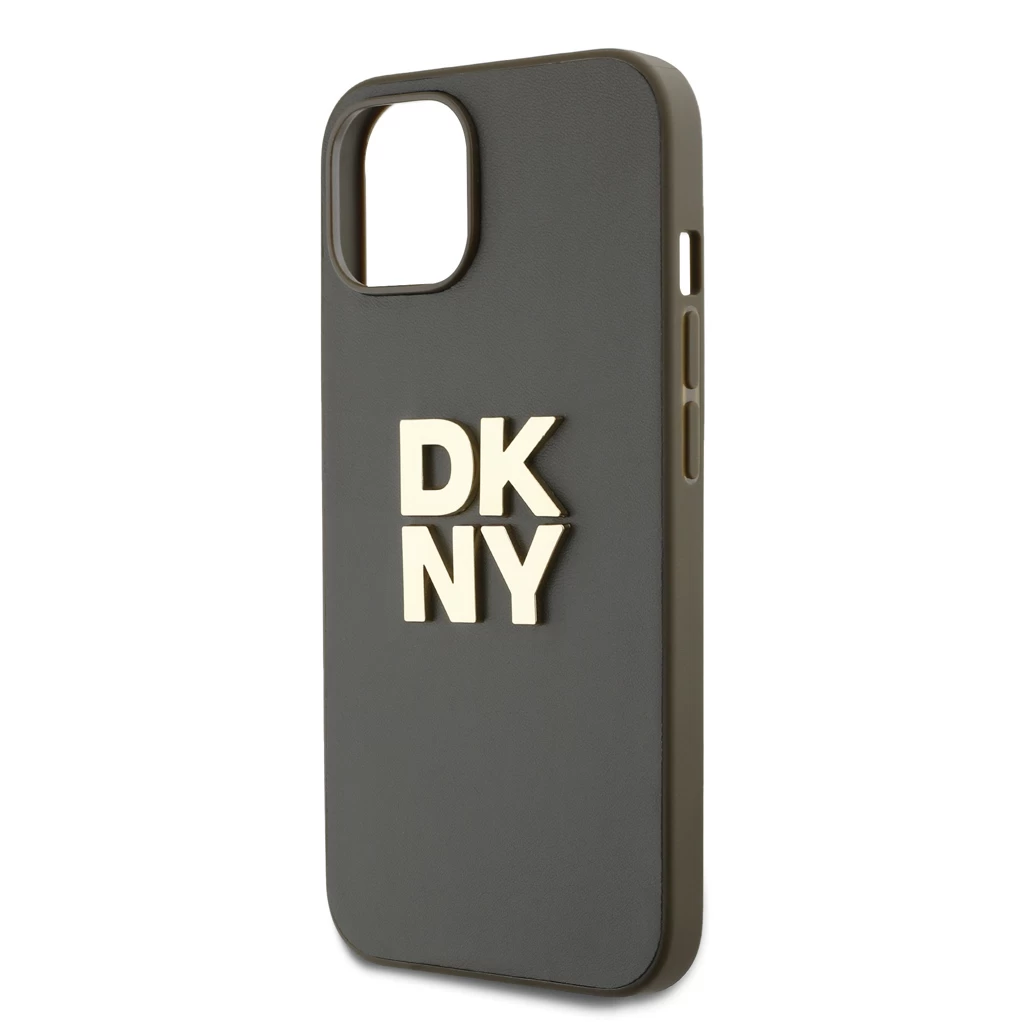 DKNY PU bőr Stack Logo csuklópántos tok iPhone 14 készülékhez barna