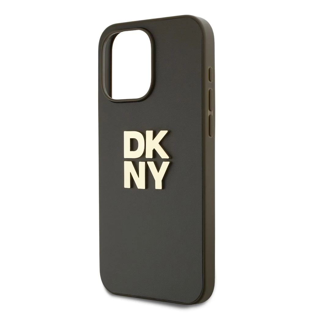 DKNY PU bőr Stack Logo csuklópántos tok iPhone 15 Pro Max készülékhez barna