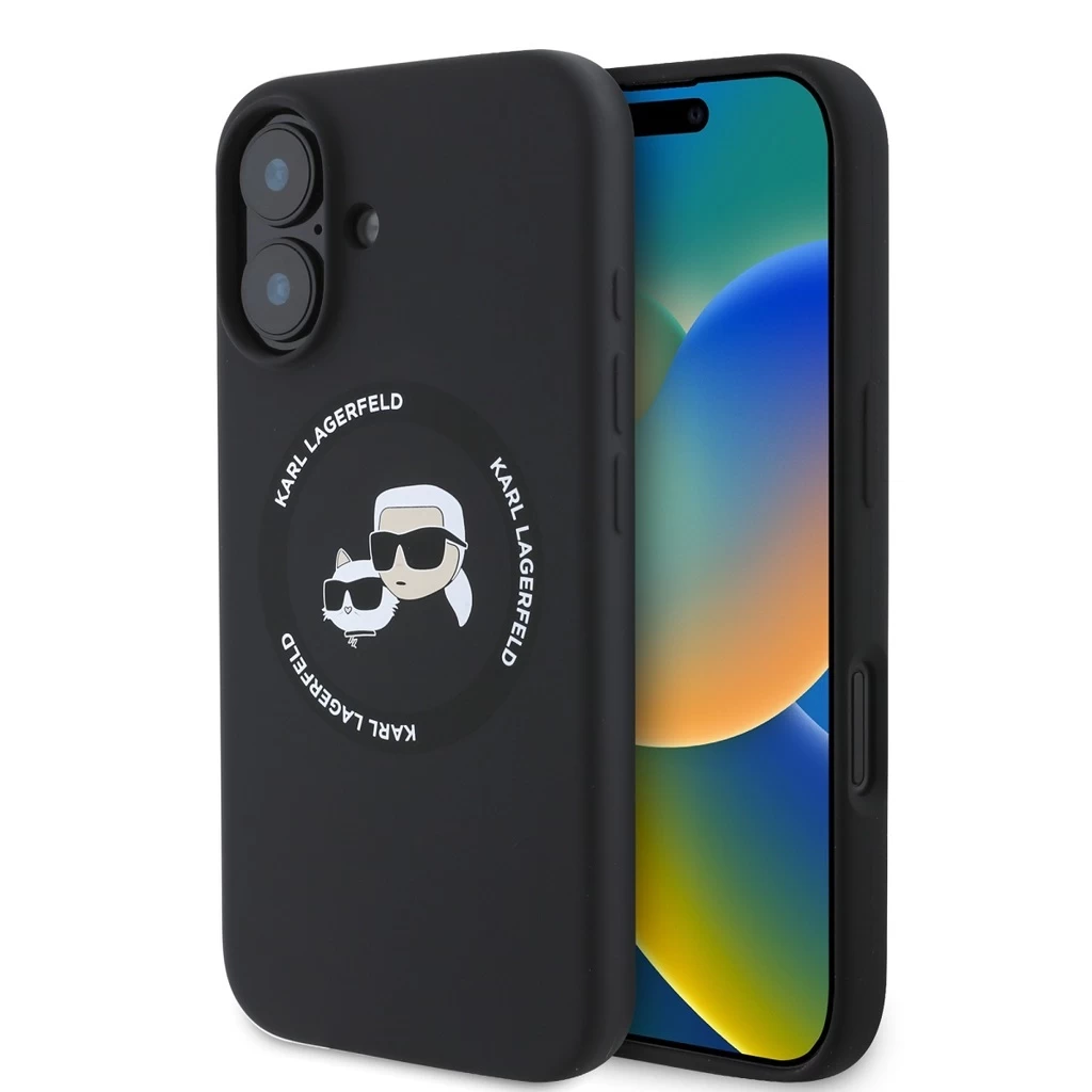 Karl Lagerfeld Liquid Silicone K&CH Heads MagSafe tok iPhone 16 készülékhez fekete