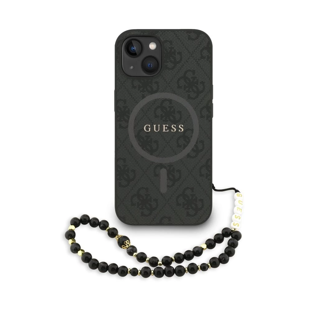 Guess PU Leather 4G Colored Ring Strap MagSafe tok iPhone 15 készülékhez fekete