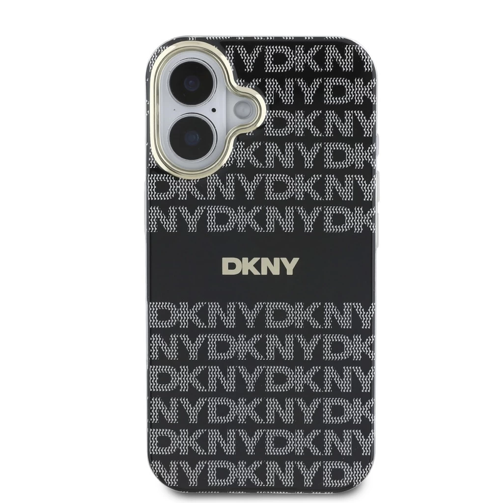 DKNY PC/TPU Repeat Pattern Tonal Stripe Magsafe tok iPhone 16 készülékhez fekete