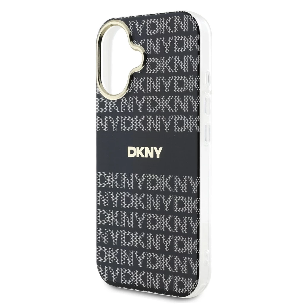 DKNY PC/TPU Repeat Pattern Tonal Stripe Magsafe tok iPhone 16 készülékhez fekete