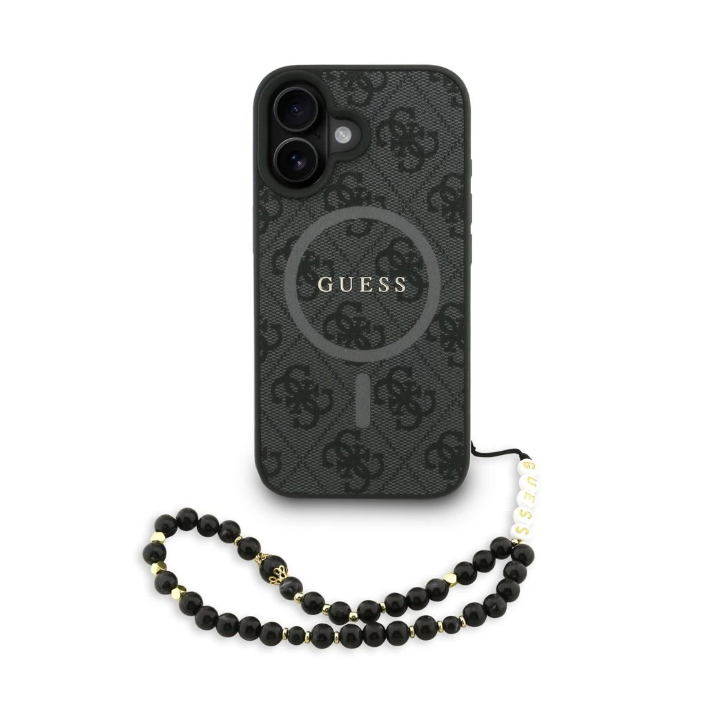 Guess PU Leather 4G Colored Ring Strap MagSafe tok iPhone 16 készülékhez fekete