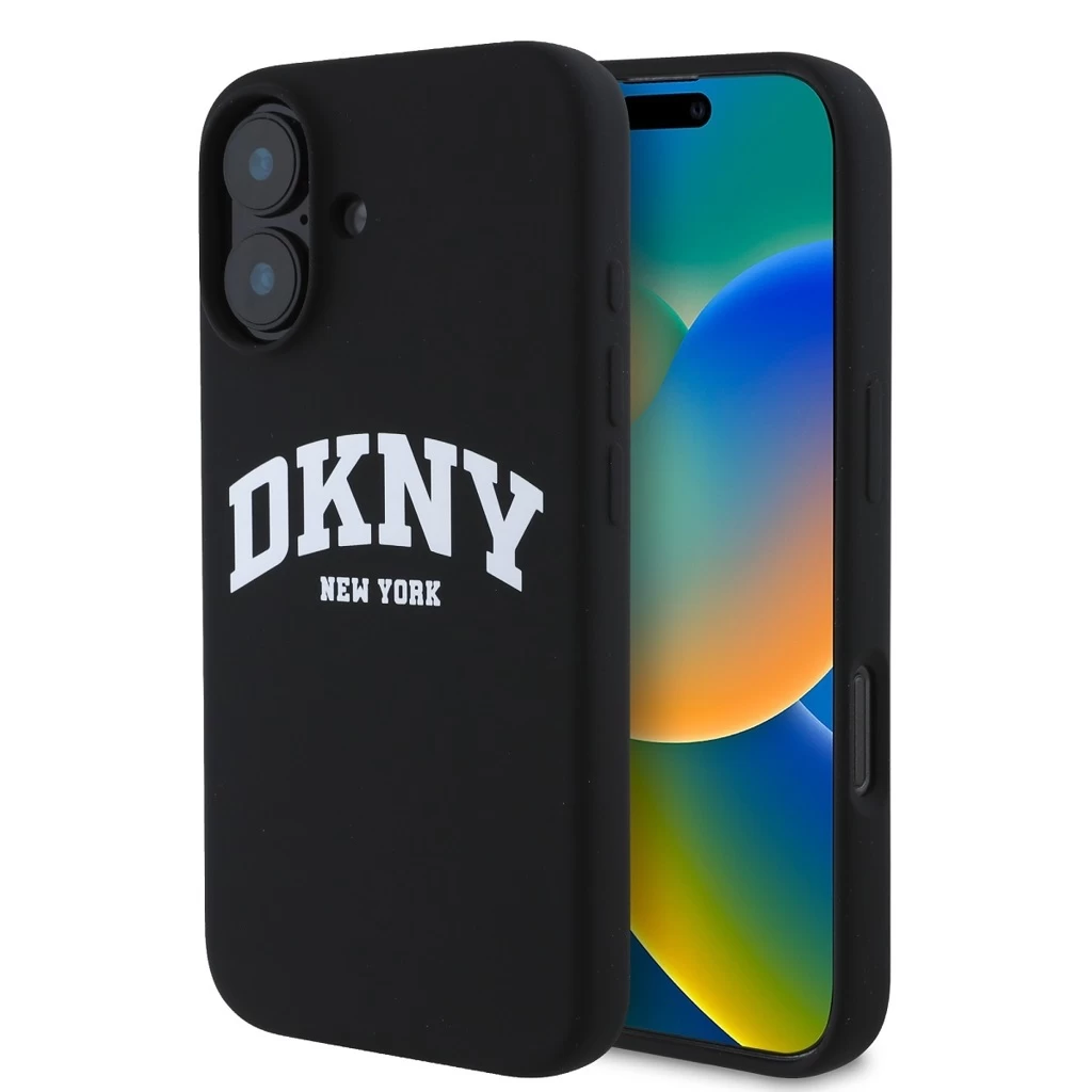 DKNY Liquid Silicone Arch Logo MagSafe tok iPhone 16 készülékhez fekete DKNY Liquid Silicone Arch Logo MagSafe tok iPhone 16 készülékhez fekete
