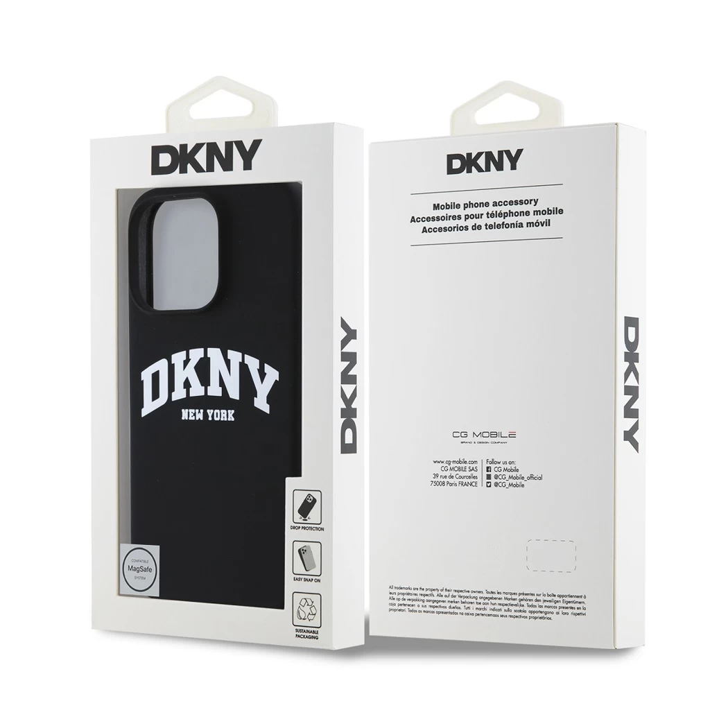DKNY Liquid Silicone Arch Logo MagSafe tok iPhone 16 Pro Max készülékhez fekete