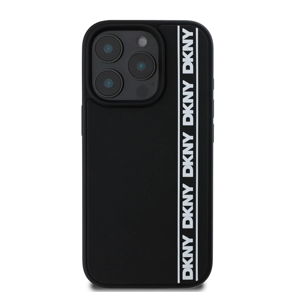 DKNY 3D Rubber Repeat Logo Line tok iPhone 16 Pro készülékhez fekete