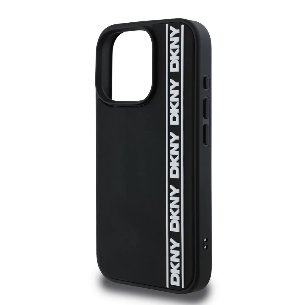 DKNY 3D Rubber Repeat Logo Line tok iPhone 16 Pro készülékhez fekete