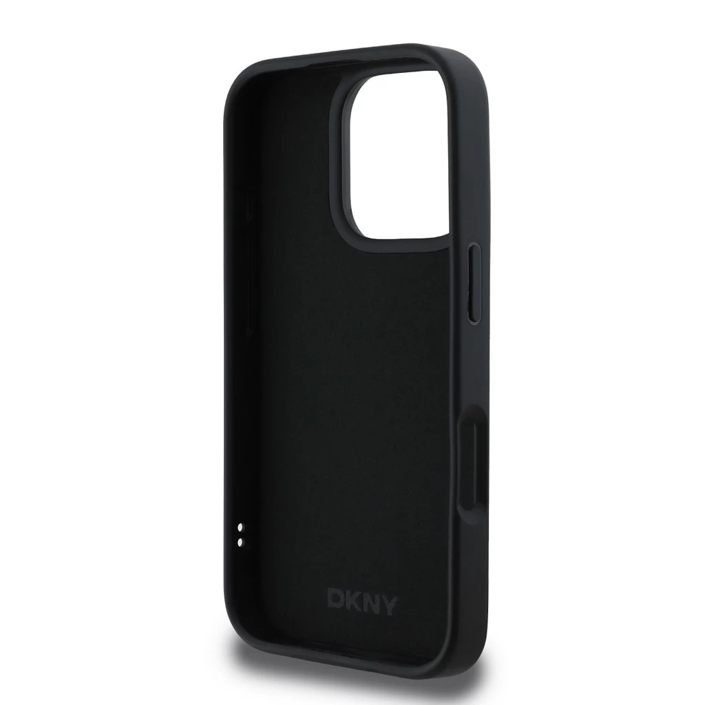 DKNY 3D Rubber Repeat Logo Line tok iPhone 16 Pro készülékhez fekete
