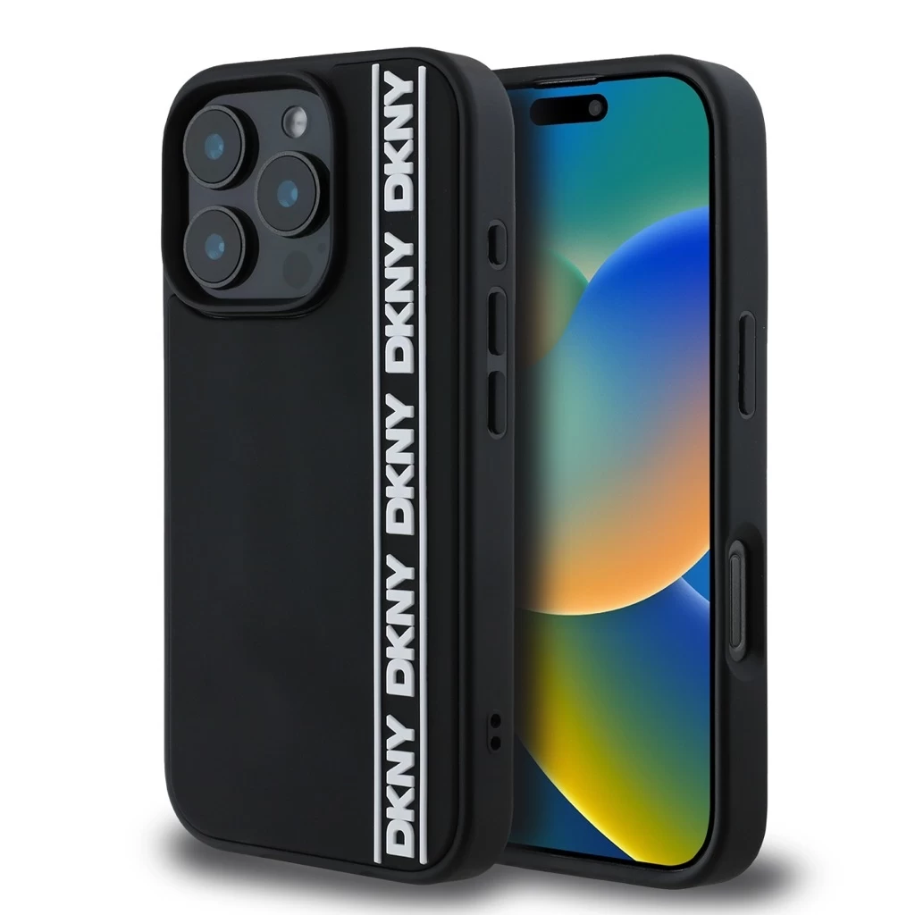 DKNY 3D Rubber Repeat Logo Line tok iPhone 16 Pro Max készülékhez fekete DKNY 3D Rubber Repeat Logo Line tok iPhone 16 Pro Max készülékhez fekete