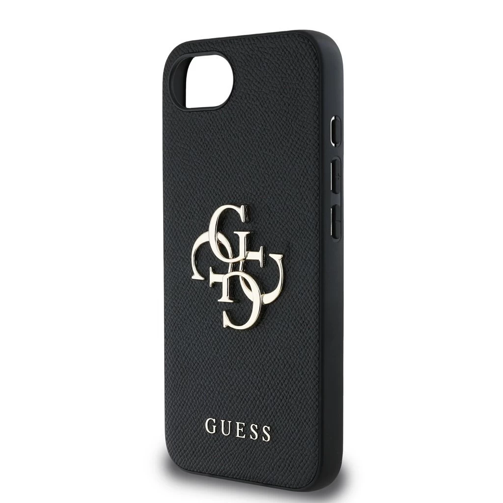 Guess PU Grained 4G Metal Logo tok iPhone 16e készülékhez fekete