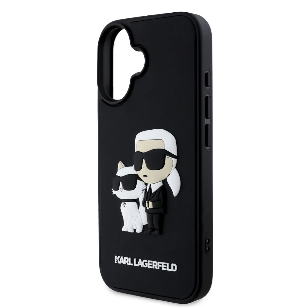 Karl Lagerfeld 3D Rubber Karl and Choupette tok iPhone 16 készülékhez fekete