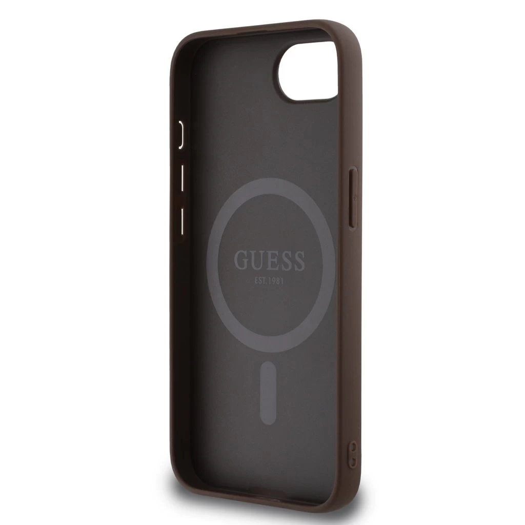 Guess PU 4G Peony MagSafe tok iPhone 16e készülékhez barna