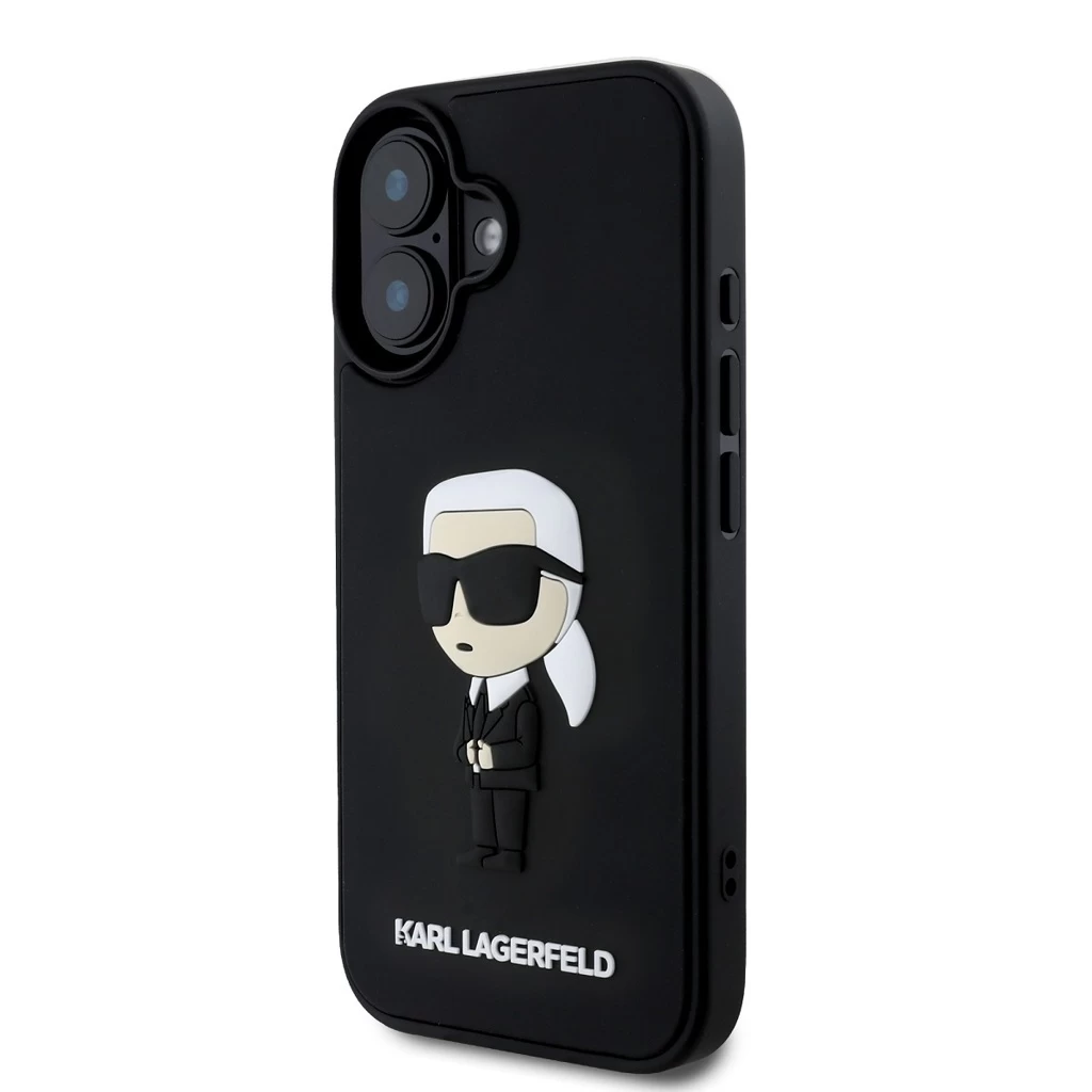 Karl Lagerfeld 3D Rubber Ikonik tok for iPhone 16 készülékhez fekete