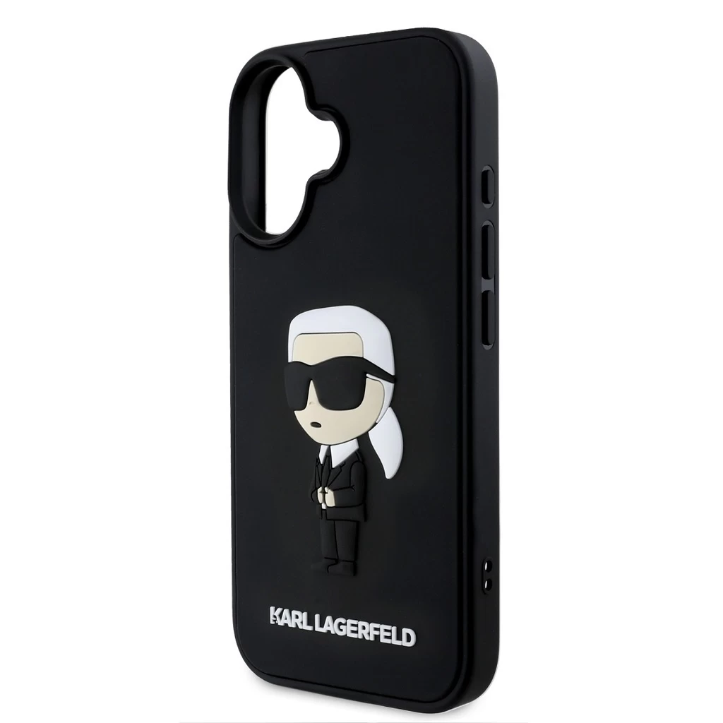 Karl Lagerfeld 3D Rubber Ikonik tok for iPhone 16 készülékhez fekete