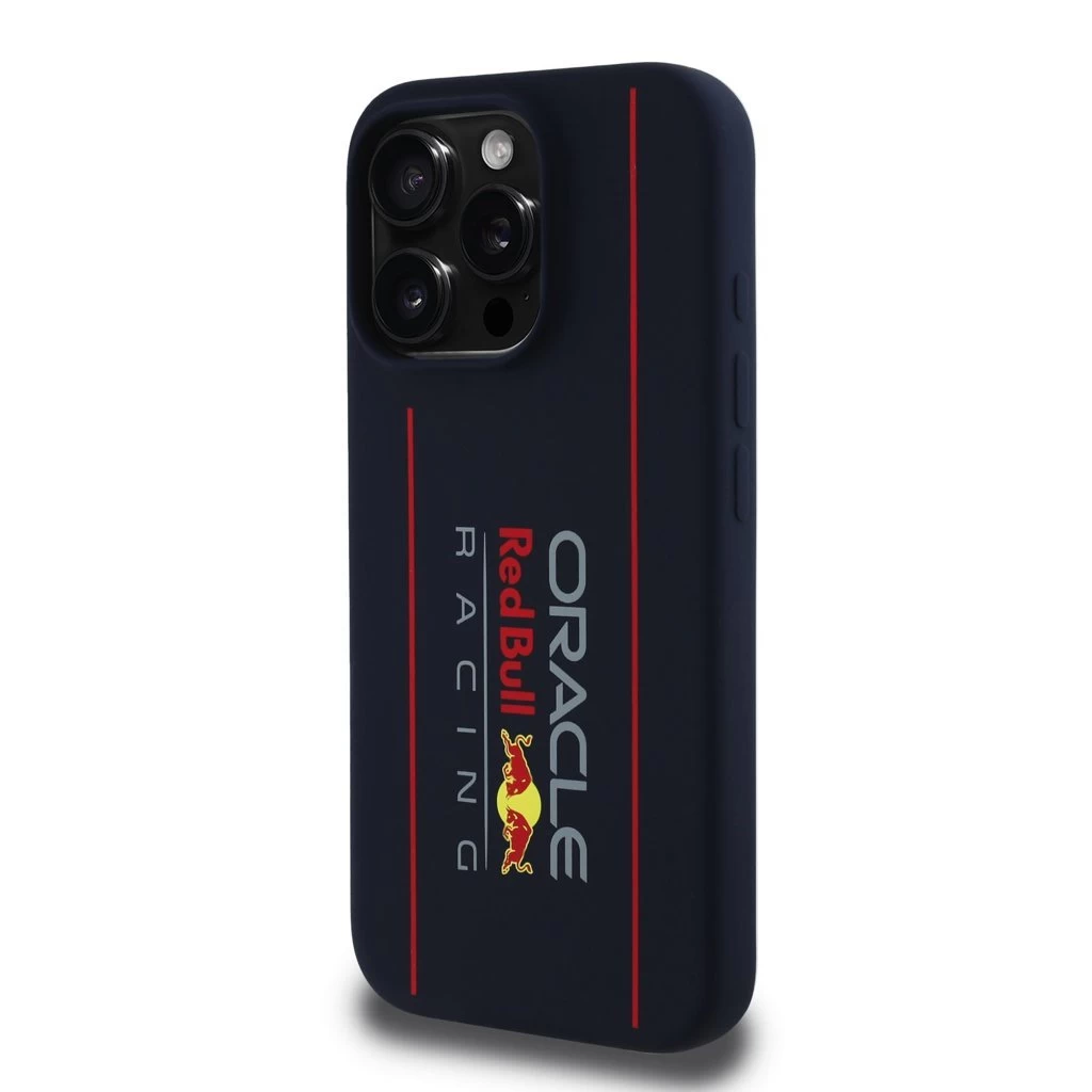 Red Bull Silicone Vertical Logo MagSafe tok iPhone 15 Pro készülékhez tengerészkék