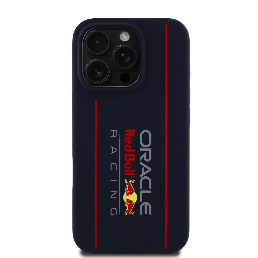 Red Bull Silicone Vertical Logo MagSafe tok iPhone 15 Pro készülékhez tengerészkék