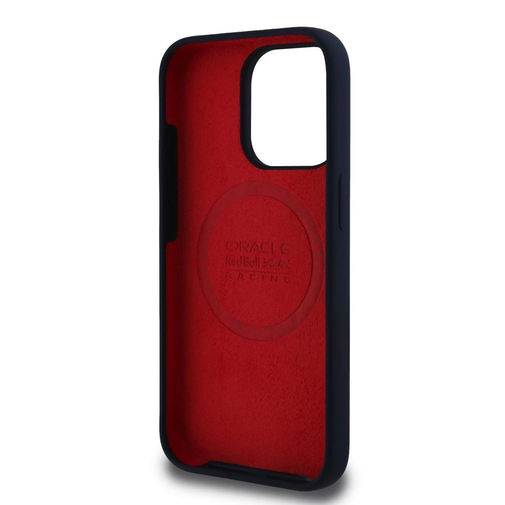 Red Bull Silicone Vertical Logo MagSafe tok iPhone 15 Pro készülékhez tengerészkék