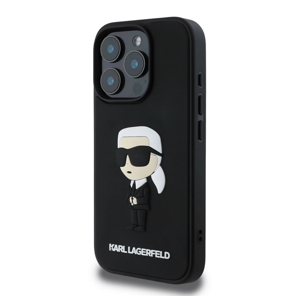 Karl Lagerfeld 3D Rubber Ikonik tok iPhone 16 Pro Max készülékhez fekete