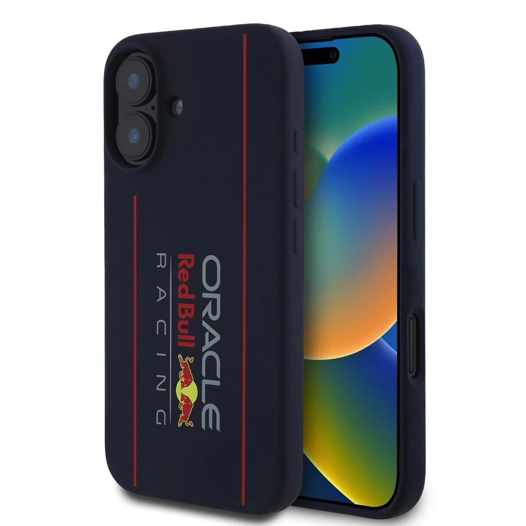 Red Bull szilikon Vertical Logo MagSafe tok iPhone 16 készülékhez tengerészkék
