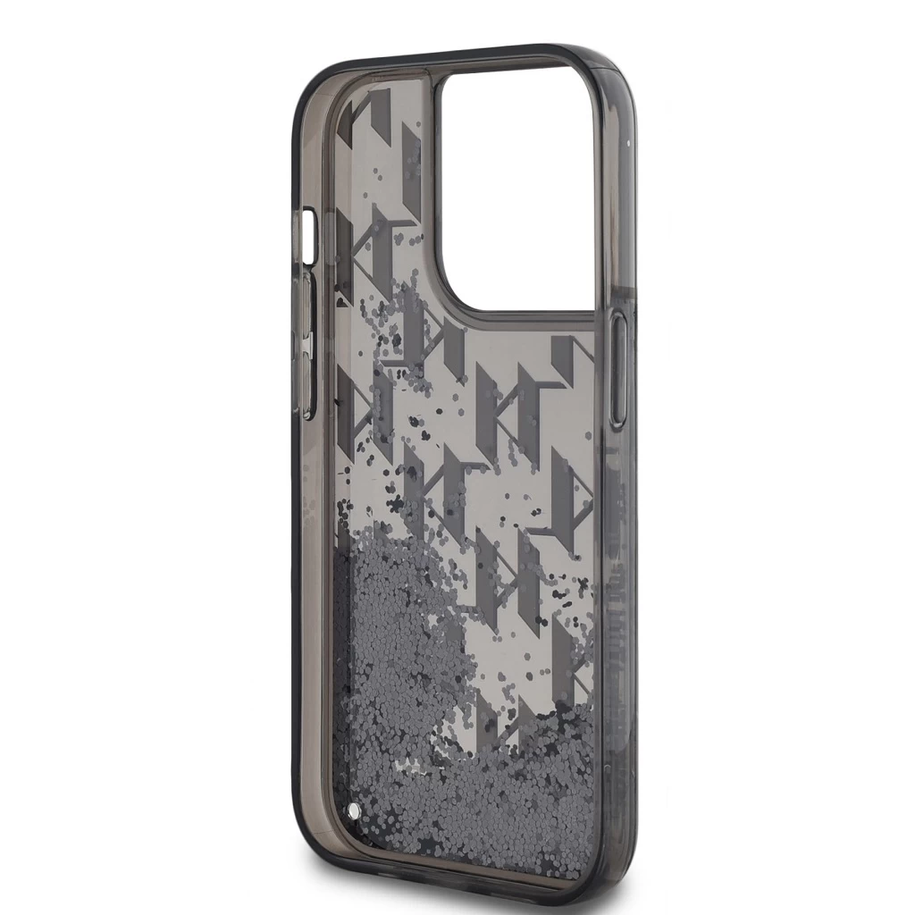 Karl Lagerfeld Liquid Glitter Monogram Gradient tok iPhone 14 Pro készülékhez fekete