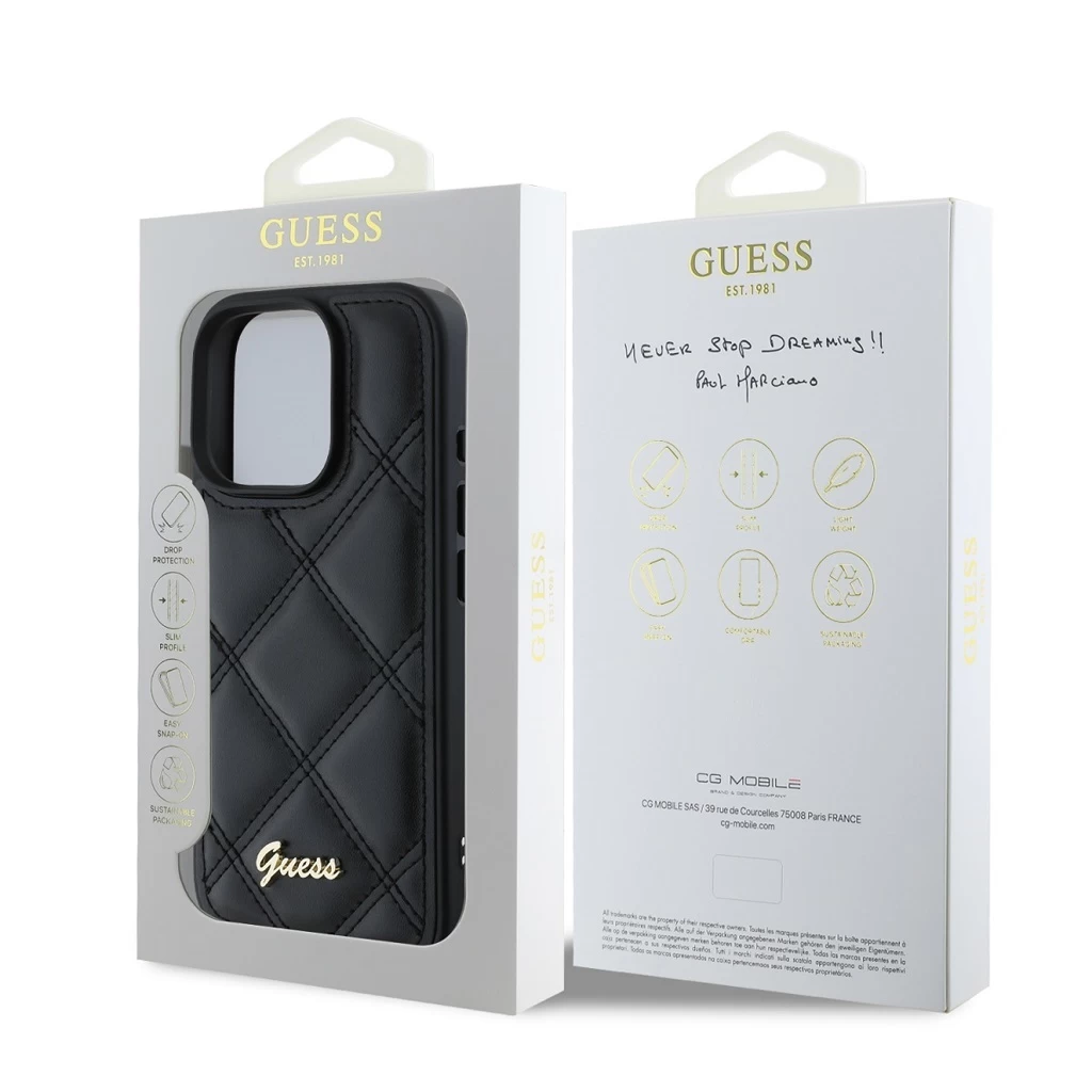Guess PU Leather Párnázott Tok for iPhone 16 Pro készülékhez fekete